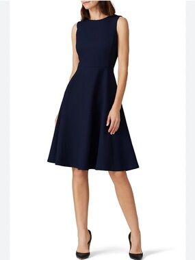 Ralph Lauren Black Label Navy Textured Fit-and-Flare Dress size 12